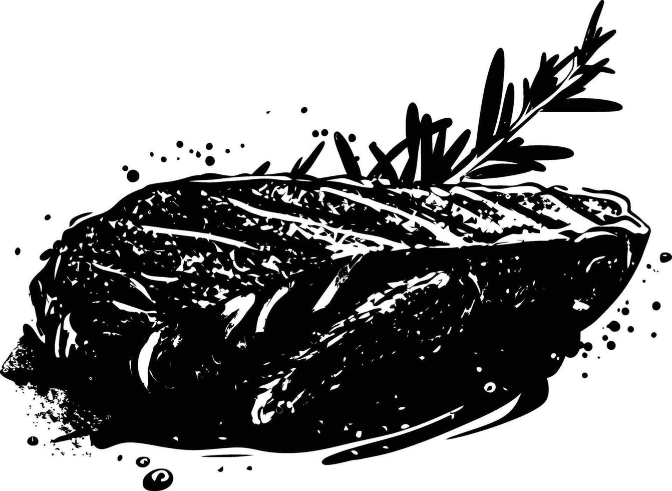 AI generated Silhouette steak food black color only vector