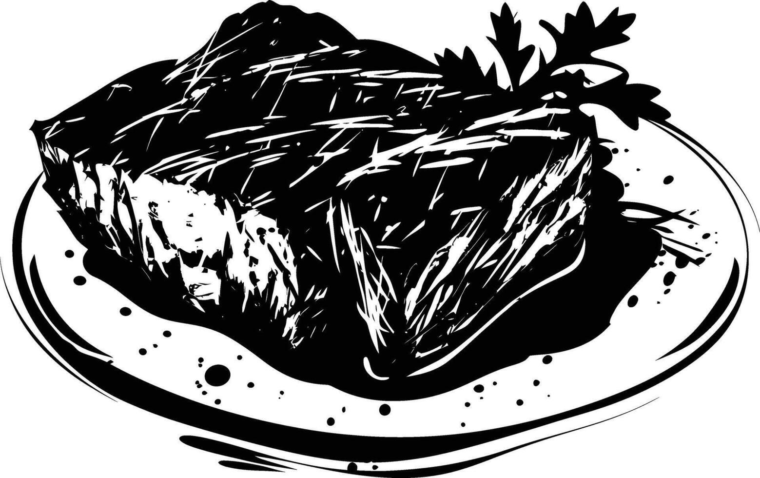 ai generado silueta filete comida negro color solamente vector