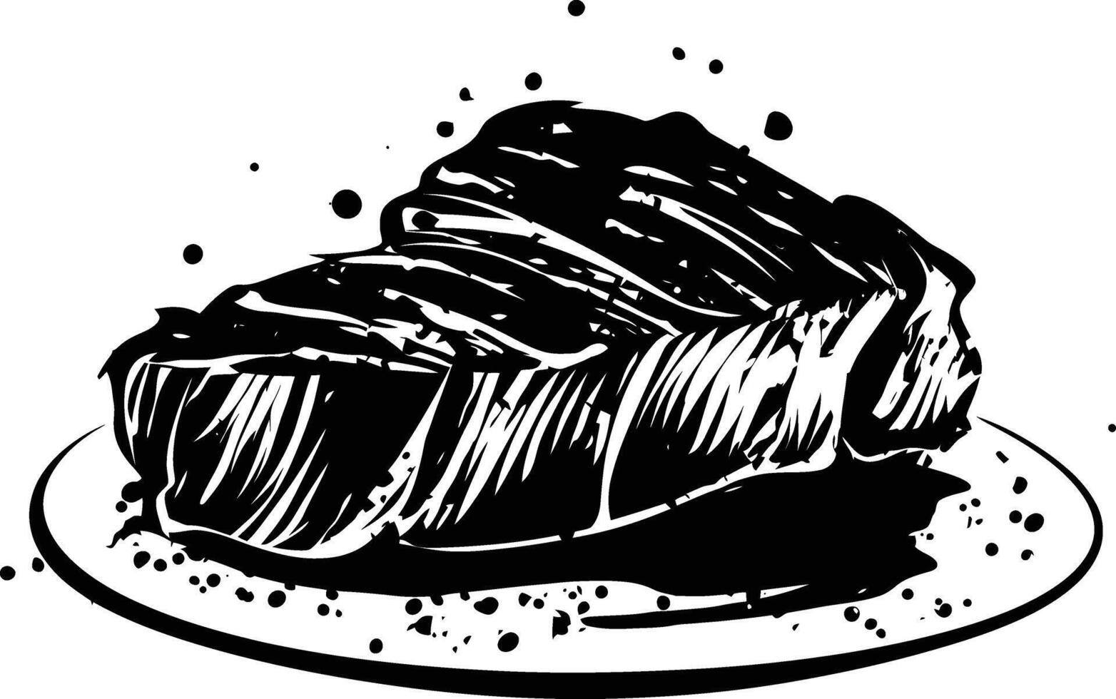 AI generated Silhouette steak food black color only vector