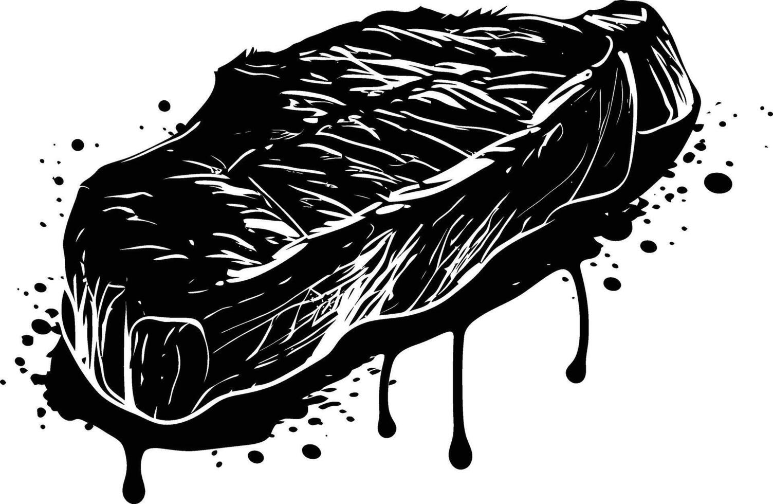 AI generated Silhouette steak food black color only vector