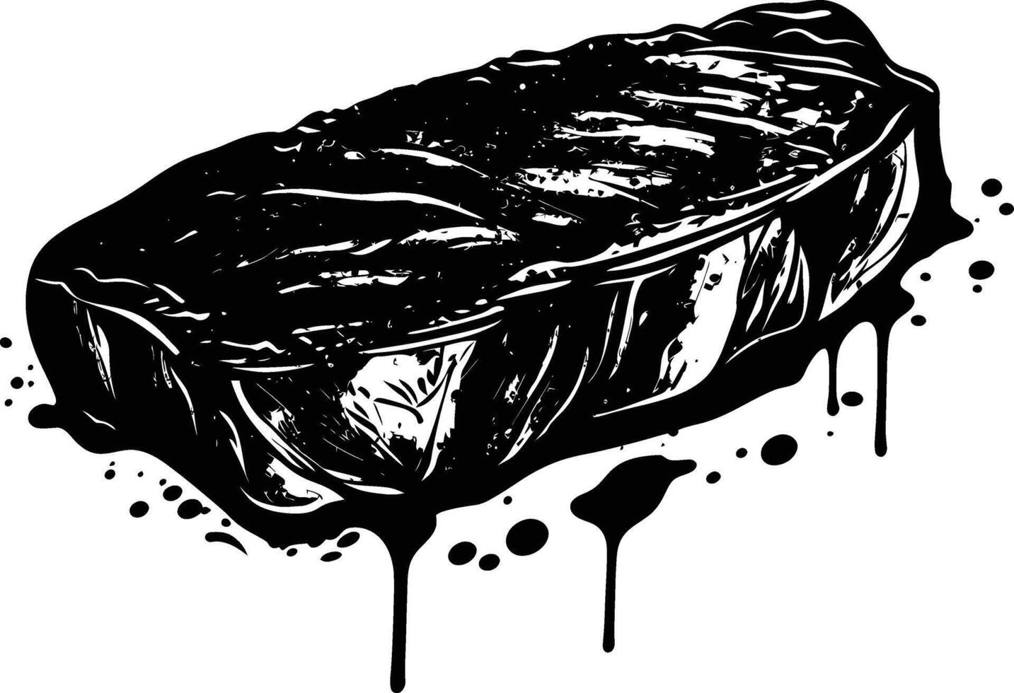 AI generated Silhouette steak food black color only vector