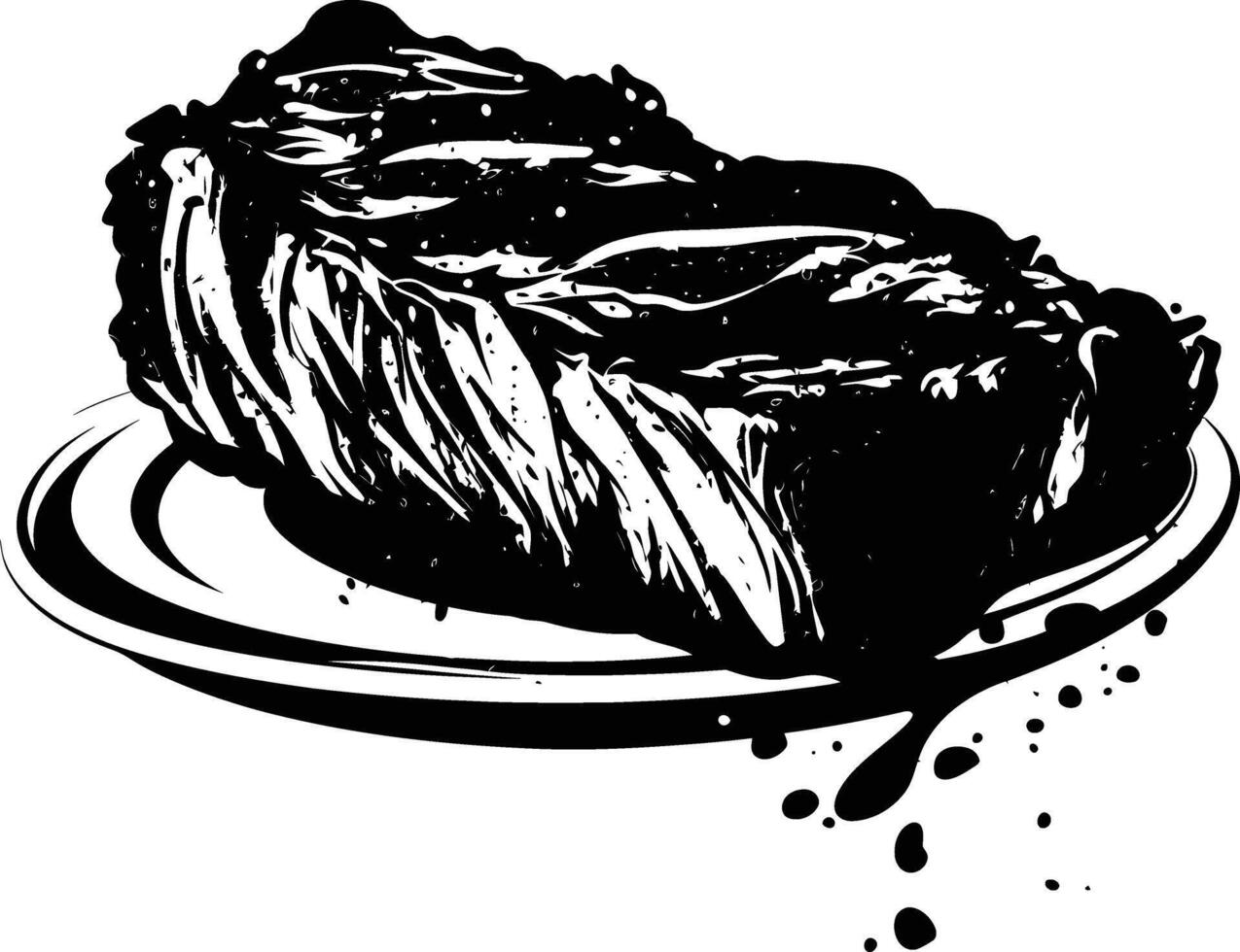 AI generated Silhouette steak food black color only vector