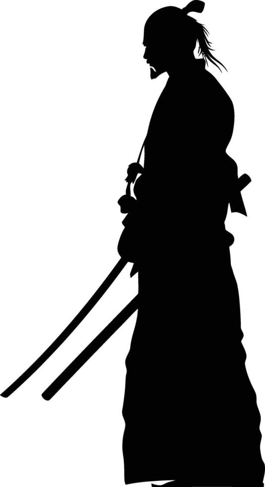 AI generated Silhouette samurai black color only full body vector
