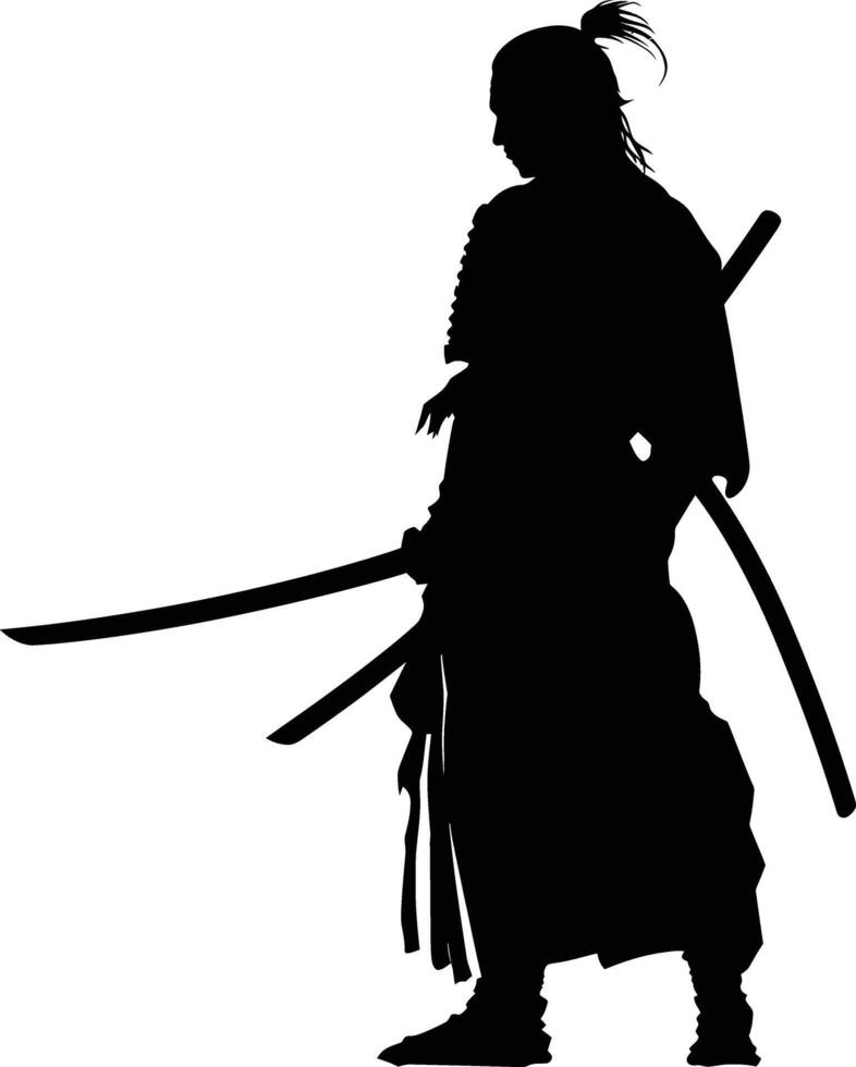 AI generated Silhouette samurai black color only full body vector