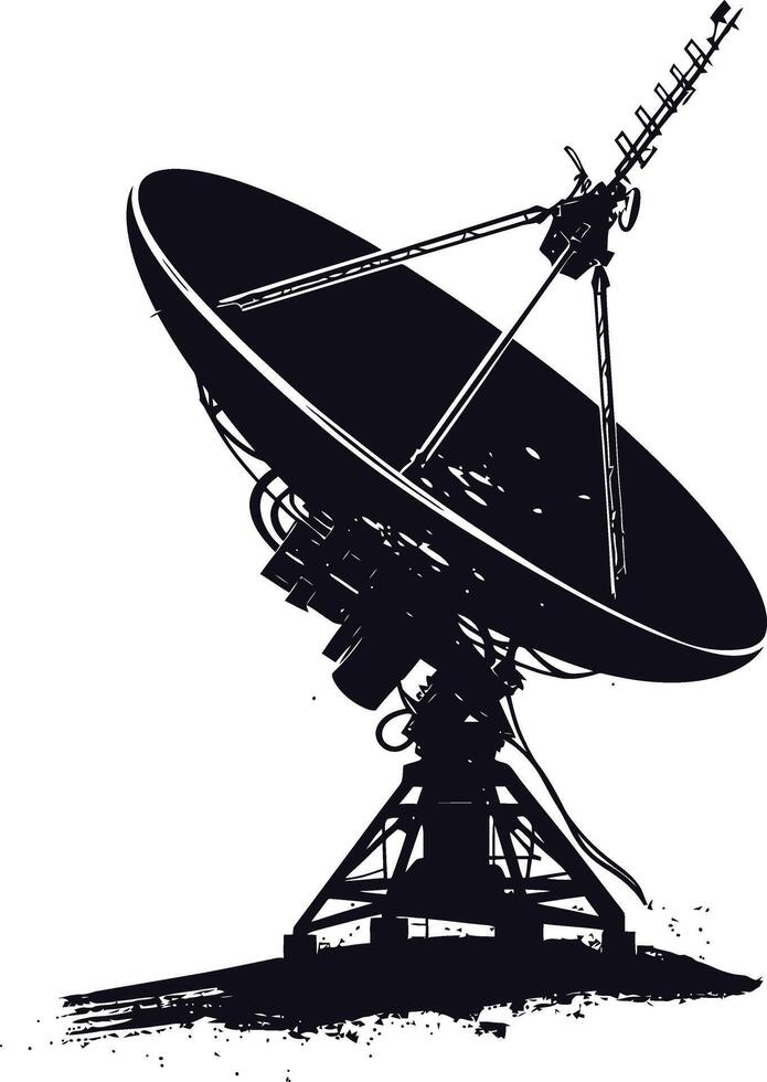 AI generated Silhouette Satellite Communication in space black color only vector