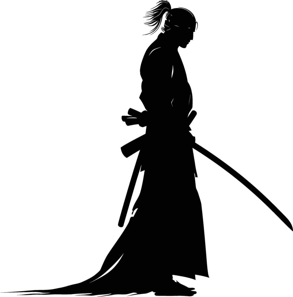 AI generated Silhouette samurai black color only full body vector