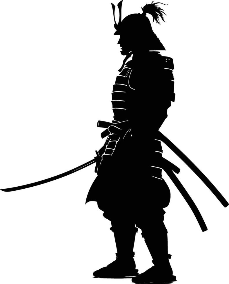 AI generated Silhouette samurai black color only full body vector
