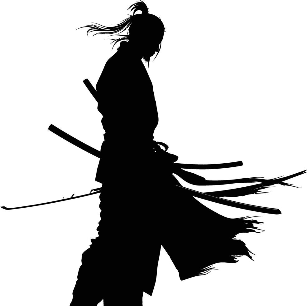 ai generado silueta samurai negro color solamente lleno cuerpo vector