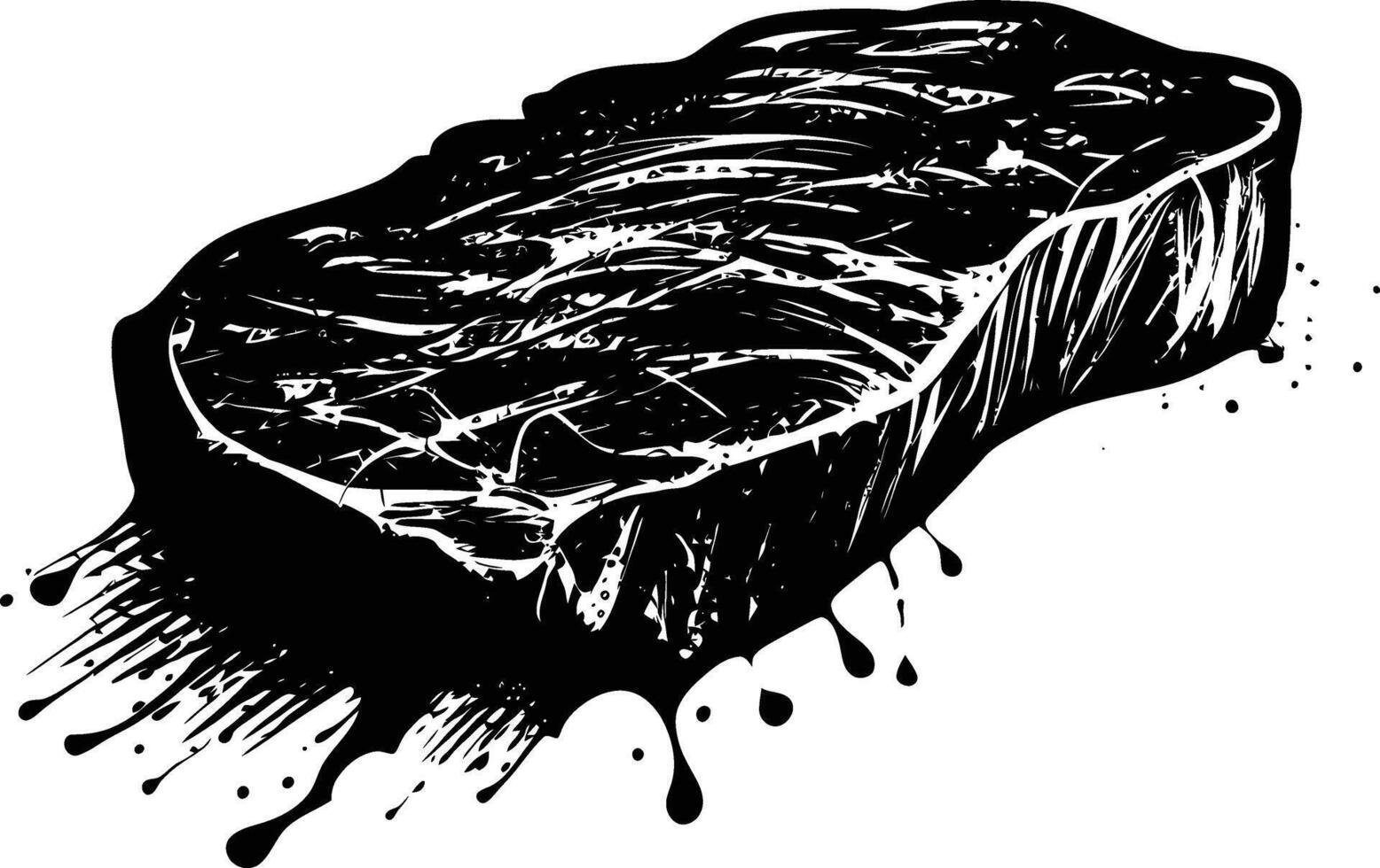 AI generated Silhouette steak food black color only vector