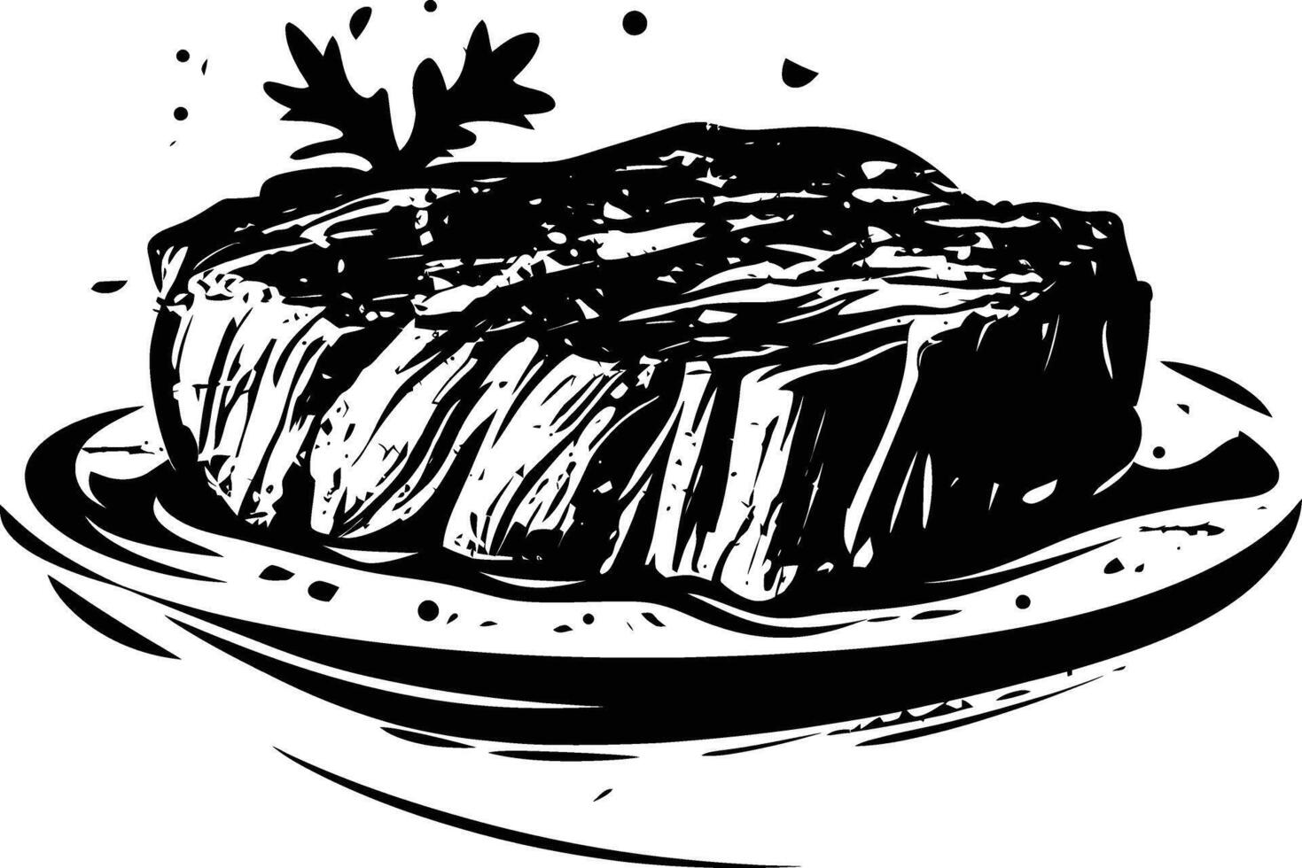 AI generated Silhouette steak food black color only vector