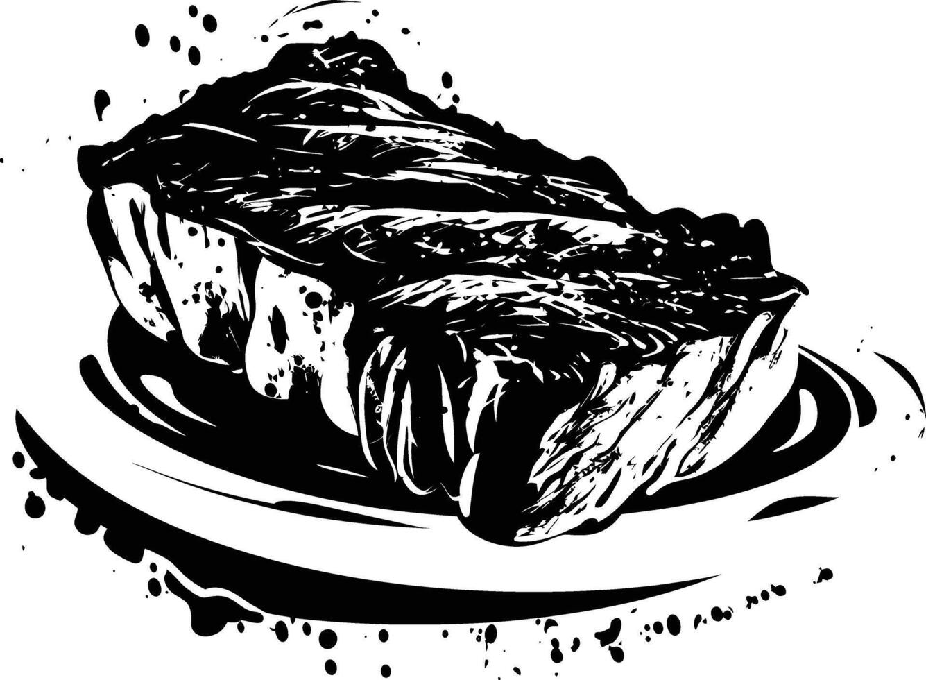 AI generated Silhouette steak food black color only vector