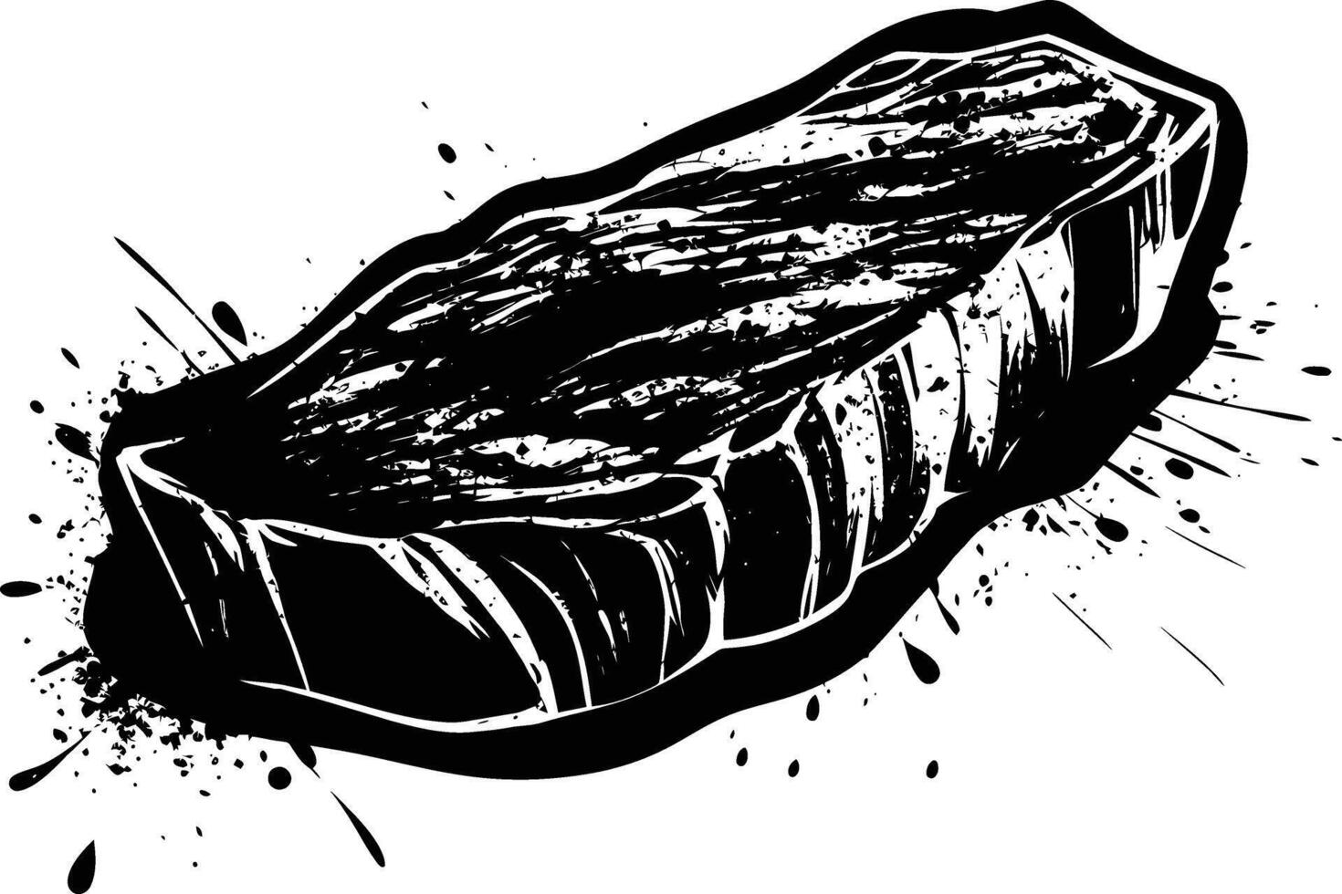 AI generated Silhouette steak food black color only vector