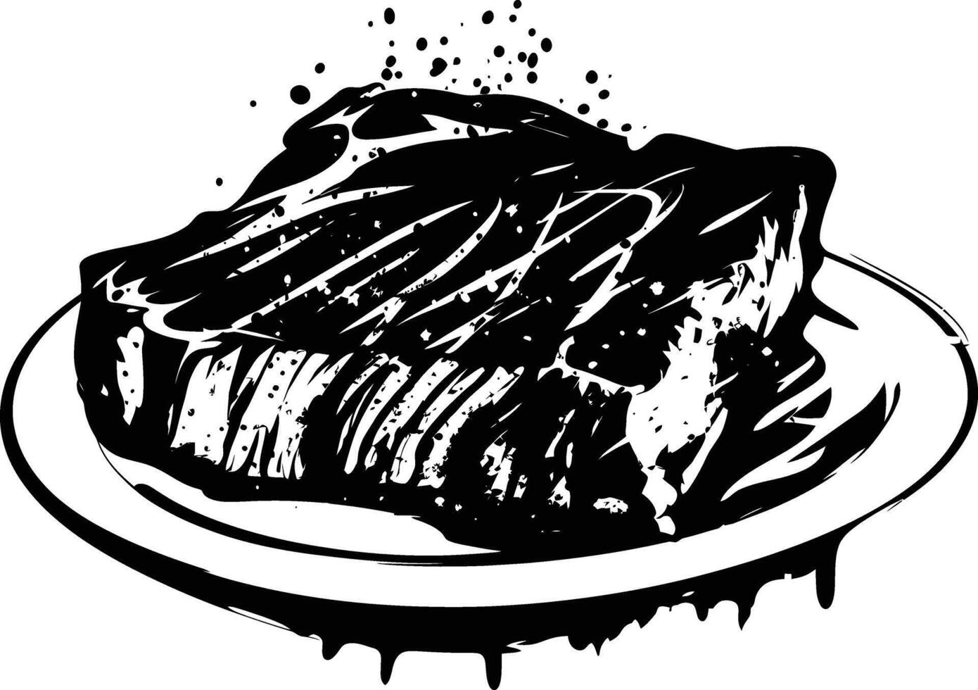 AI generated Silhouette steak food black color only vector