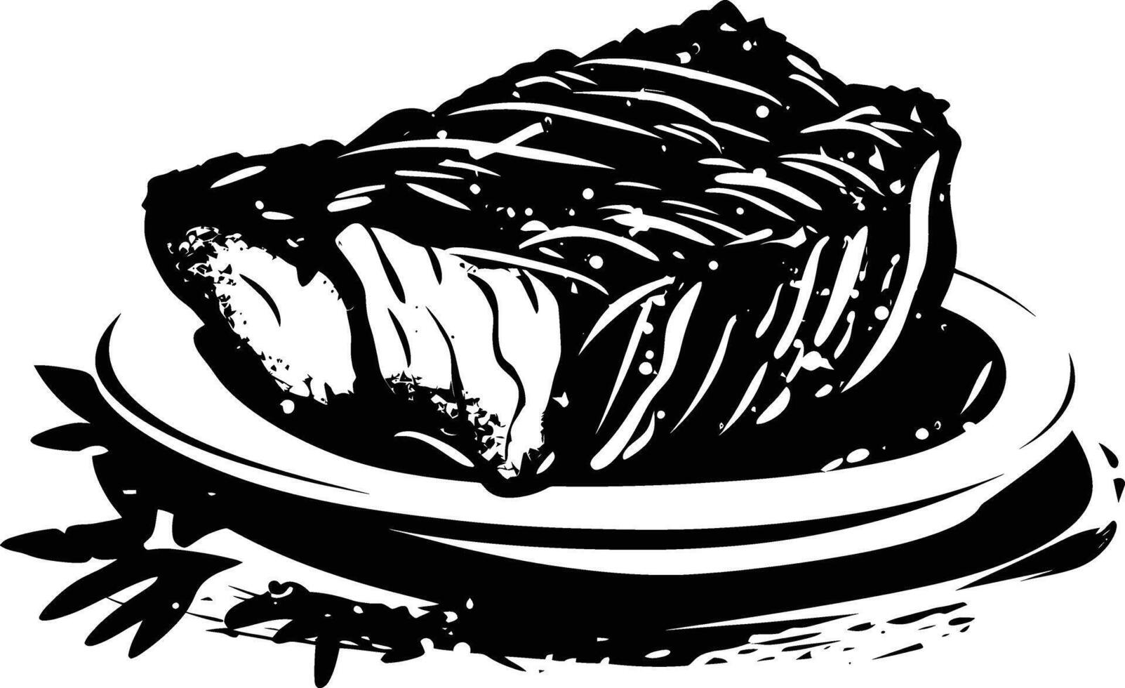 AI generated Silhouette steak food black color only vector