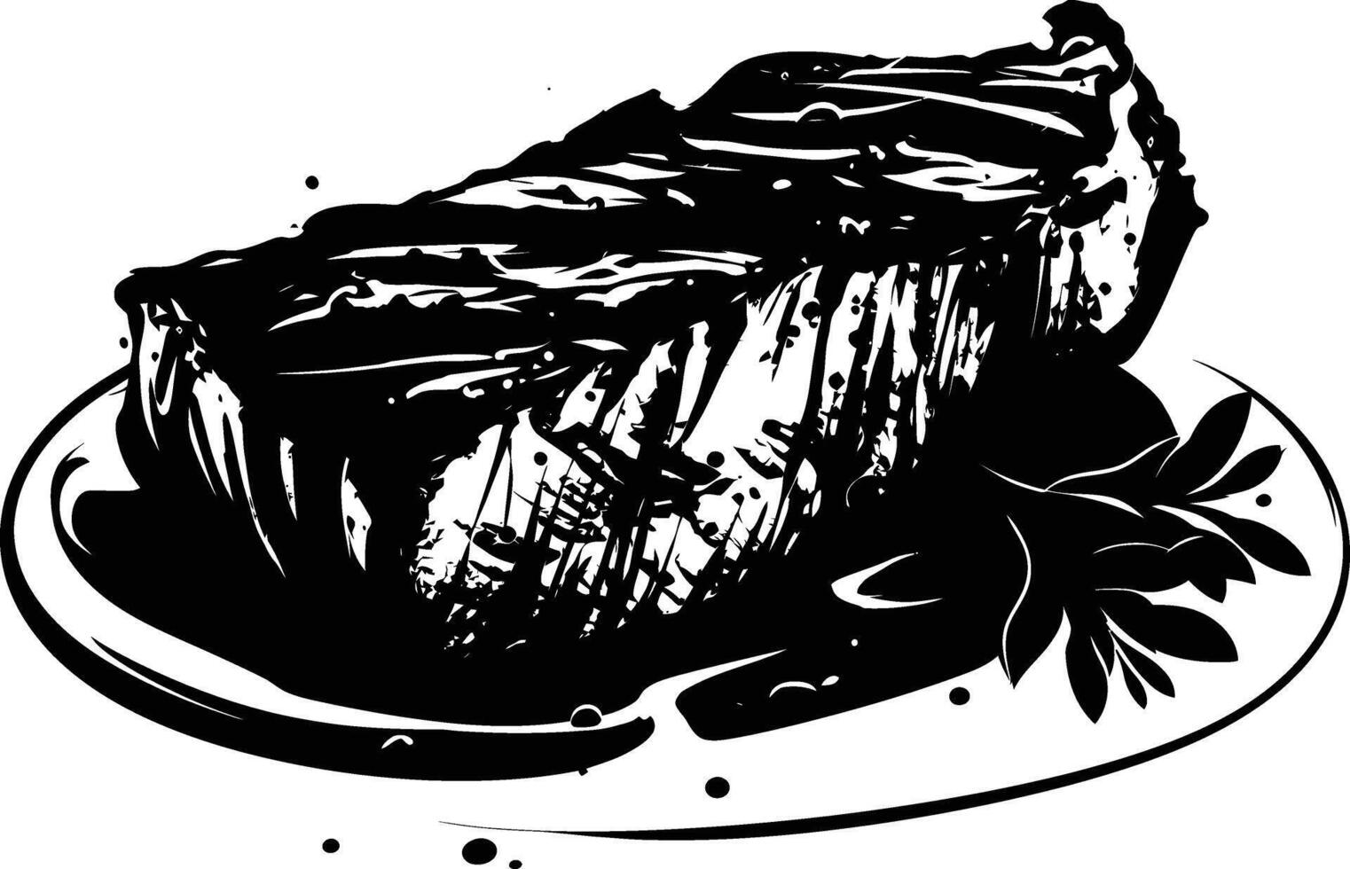AI generated Silhouette steak food black color only vector