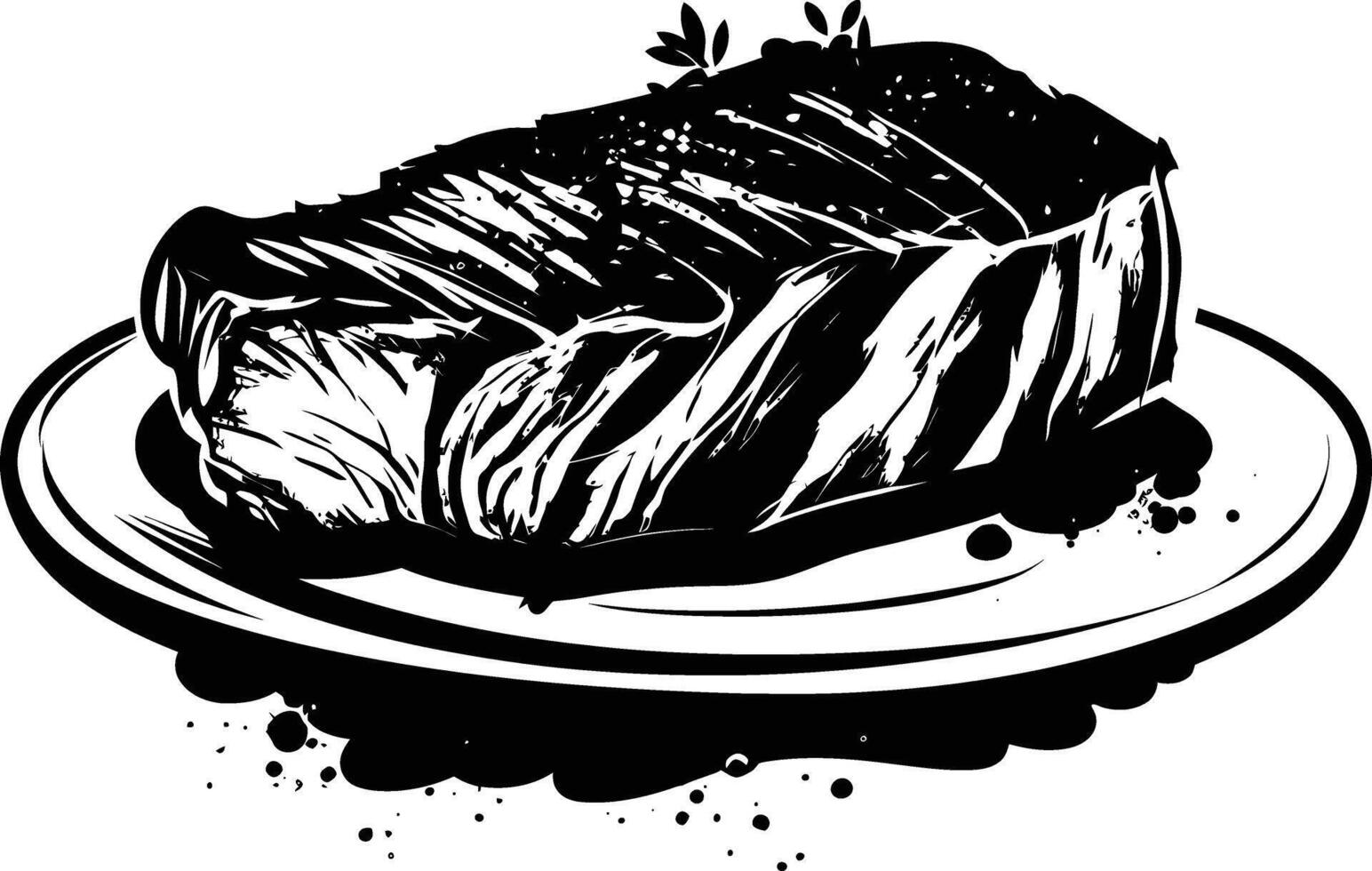 AI generated Silhouette steak food black color only vector