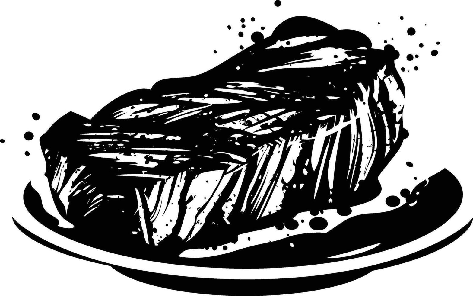 AI generated Silhouette steak food black color only vector