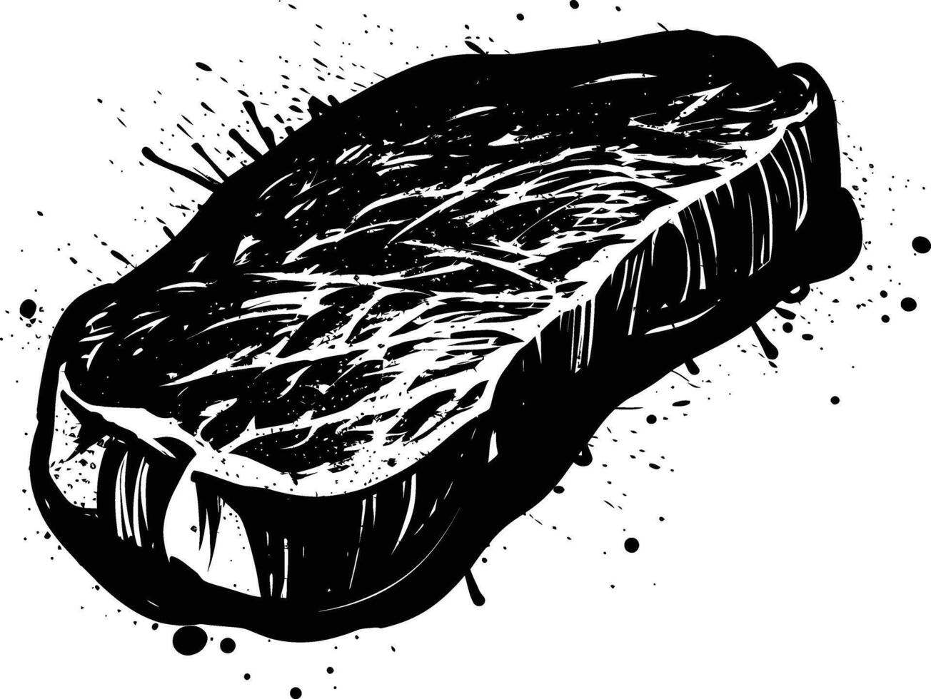 AI generated Silhouette steak food black color only vector