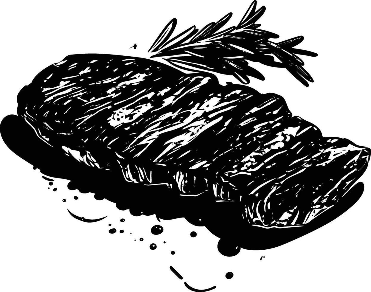 AI generated Silhouette steak food black color only vector