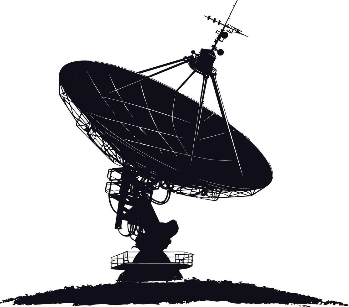 ai generado silueta satélite comunicación en espacio negro color solamente vector