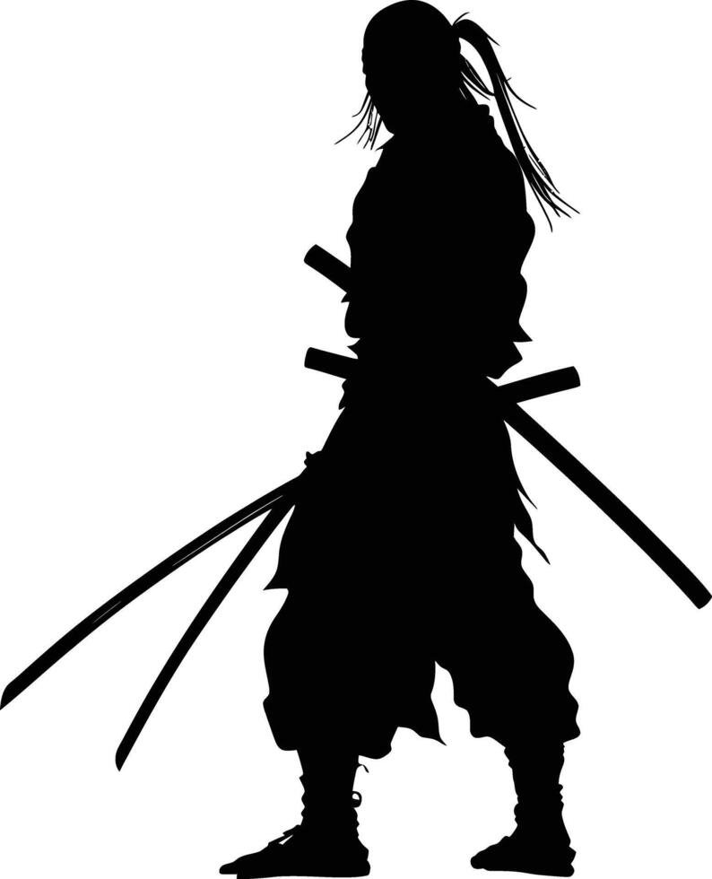 AI generated Silhouette samurai black color only full body vector