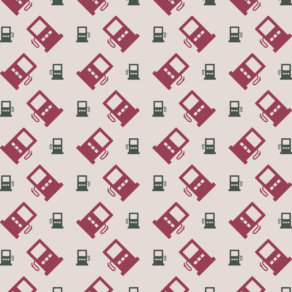 Filling Station vector Illustration repeating trendy cute pattern colorful paper print