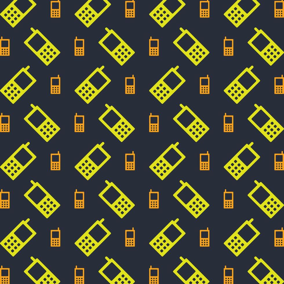 Cell Phone trendy repeating pattern in dark background vector illustration