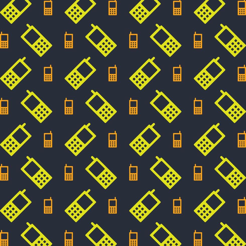 Cell Phone trendy repeating pattern in dark background vector illustration