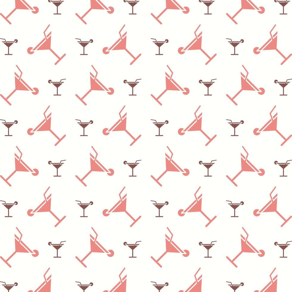 Cocktail pink repeating trendy pattern beautiful vector illustration background