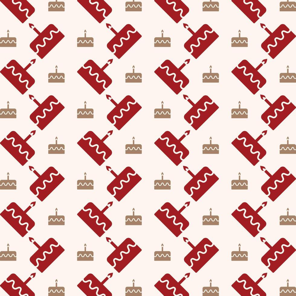 Birthday cake red icon valentine style trendy repeating pattern vector illustration background