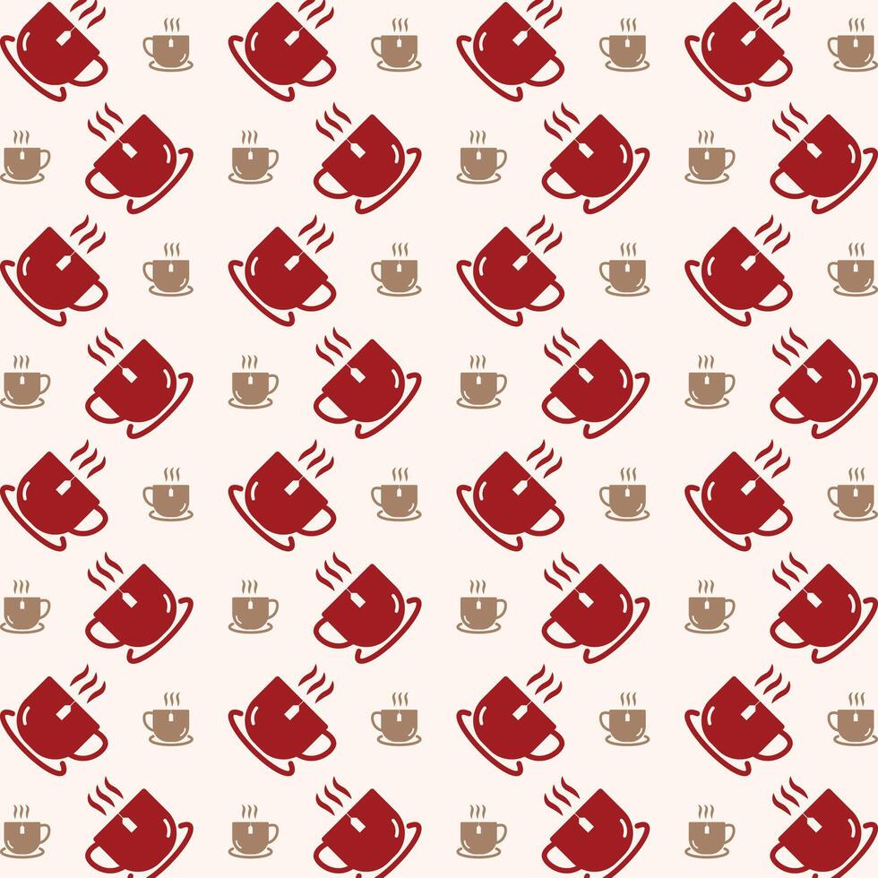 Coffee cup red icon valentine style trendy repeating pattern vector illustration background