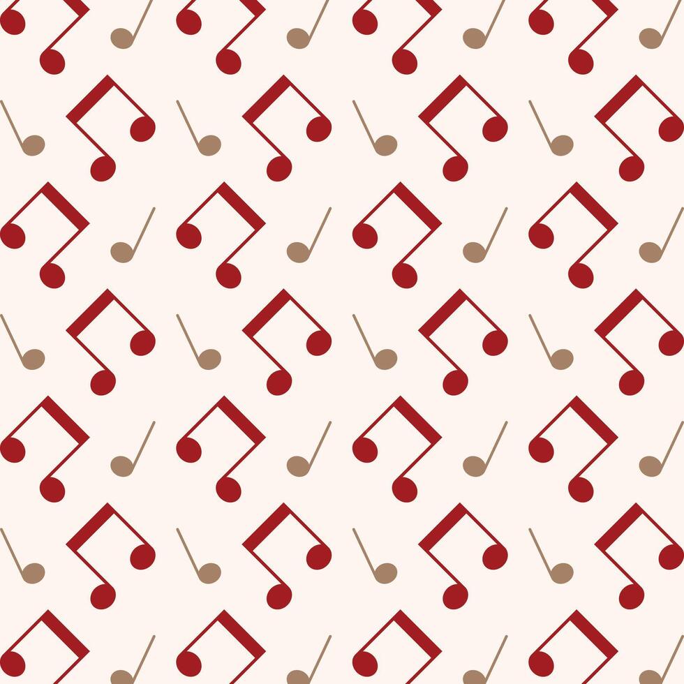 Music notes red icon valentine style trendy repeating pattern vector illustration background