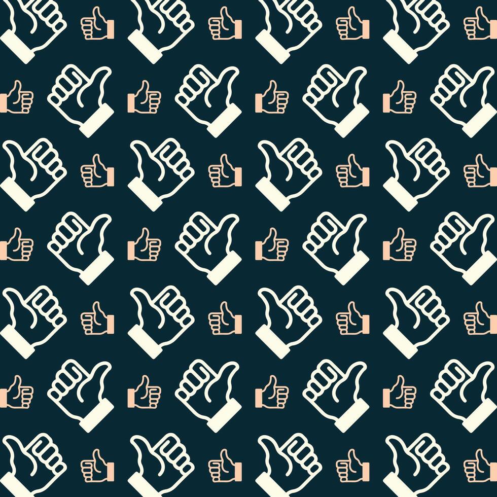 Thumbs Up icon luxury blue repeating pattern beautiful vector illustration background