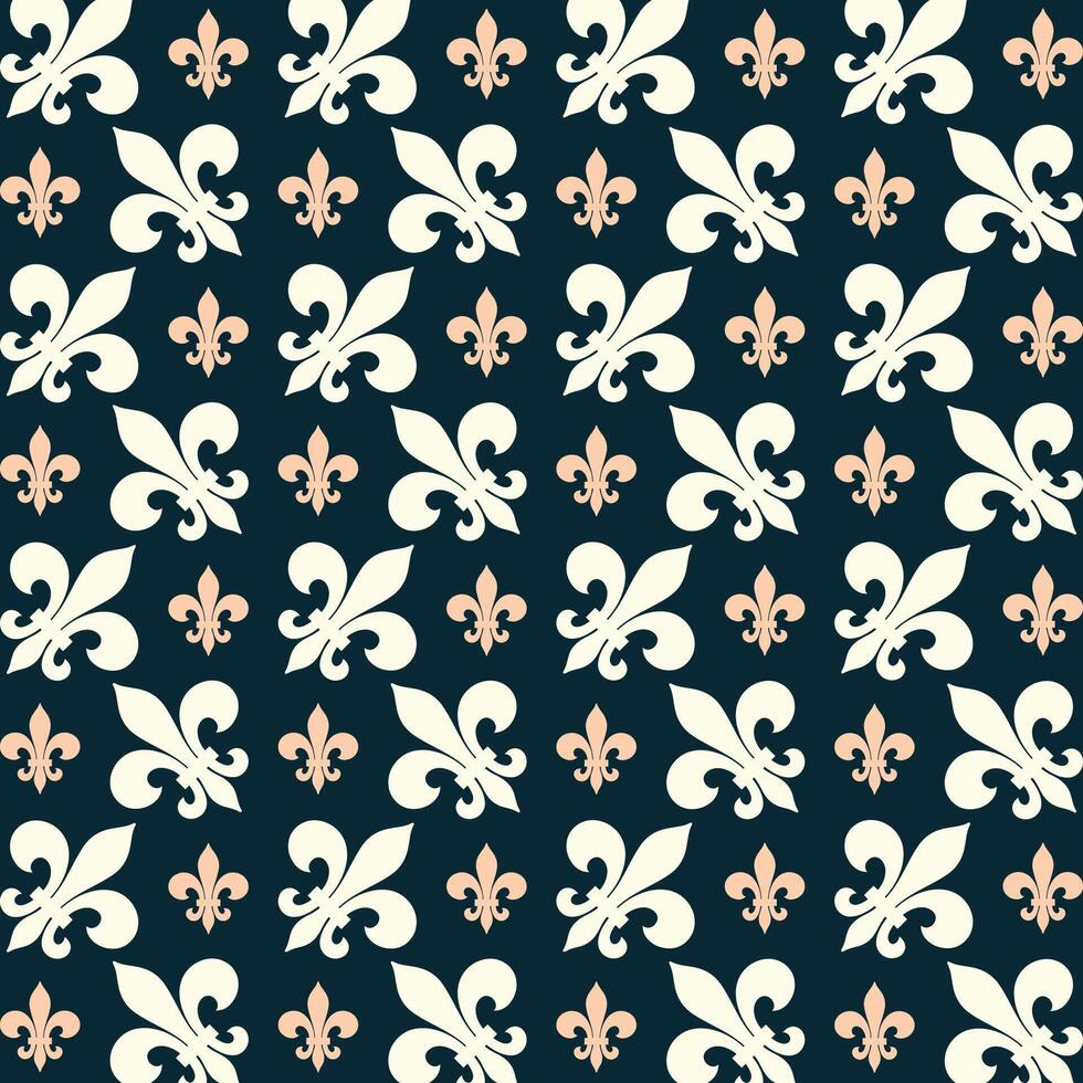 Fleur de lis icon luxury blue repeating pattern beautiful vector illustration background