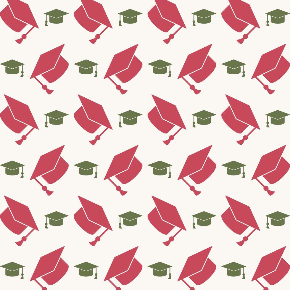 Graduation Cap Icon trendy colorful repeating pattern multicolour vector illustration background