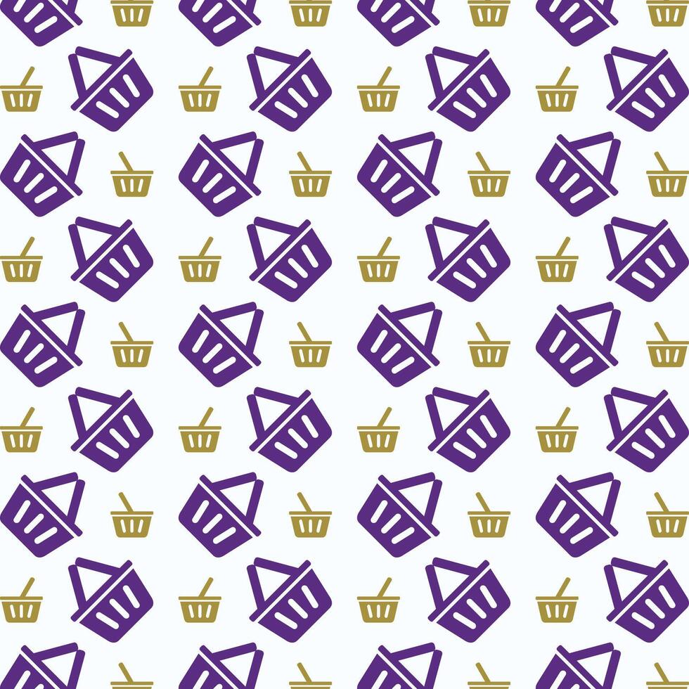 Shopping basket Icon trendy colorful repeating pattern purple vector illustration background
