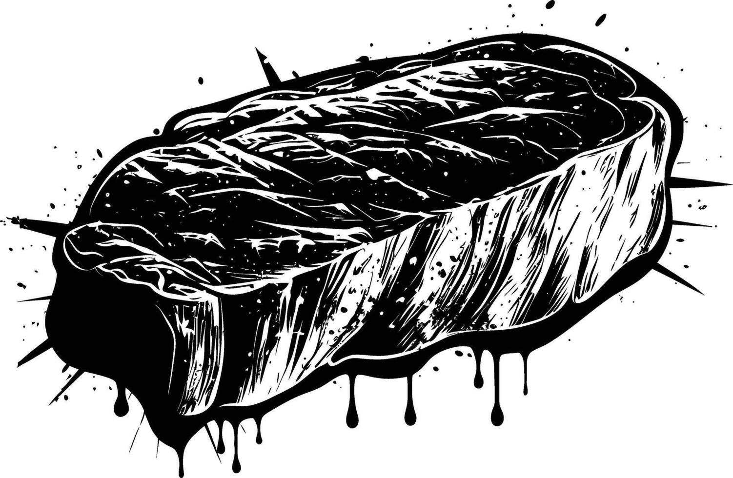 AI generated Silhouette steak food black color only vector