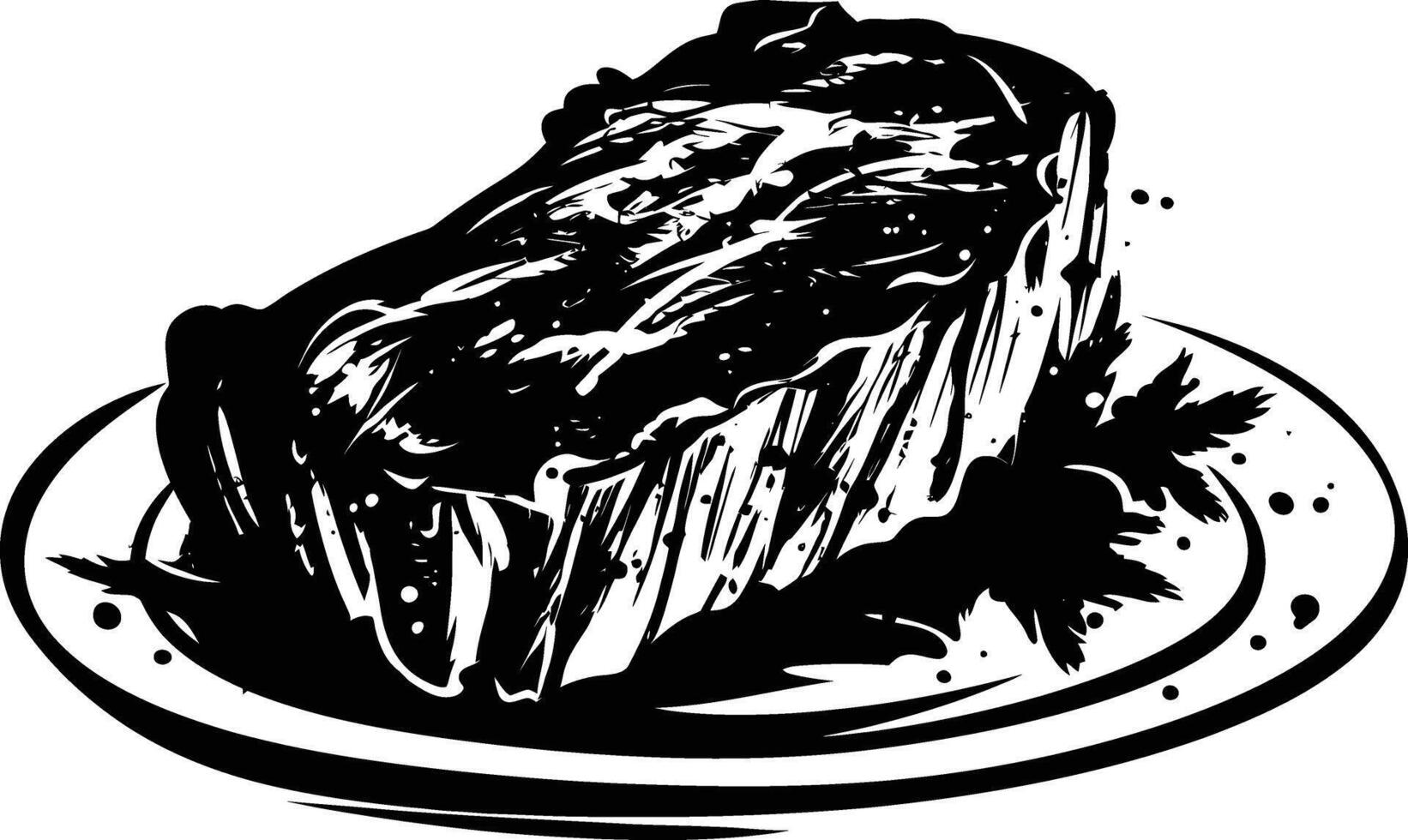 AI generated Silhouette steak food black color only vector