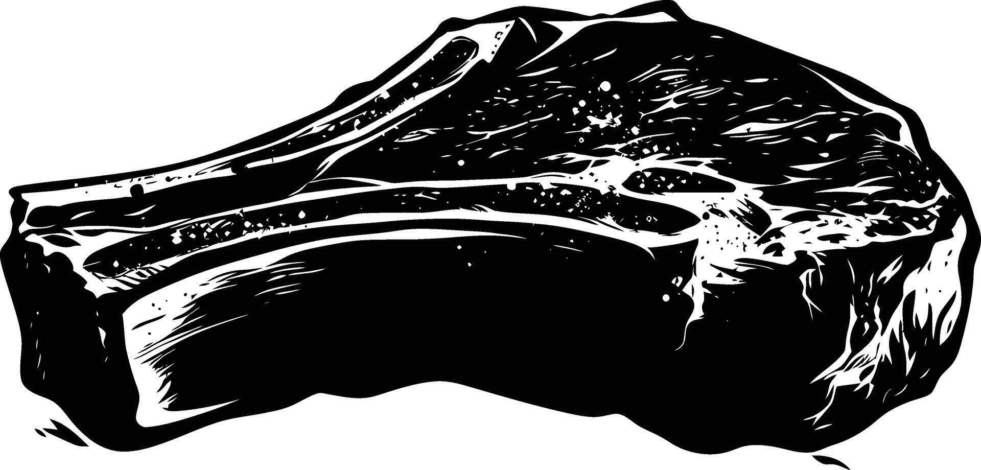 AI generated Silhouette steak food black color only vector
