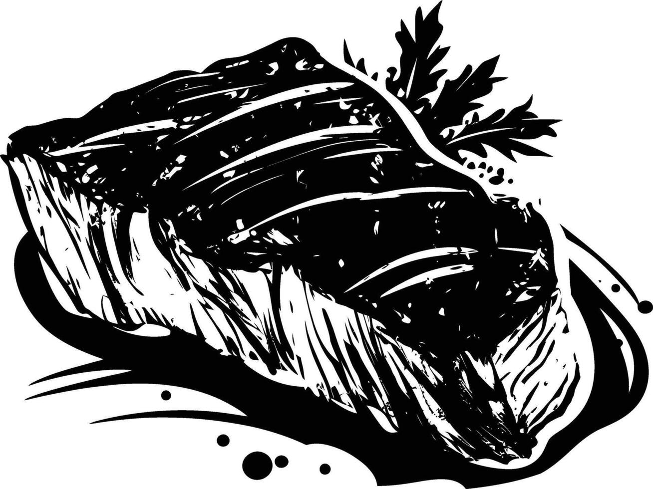AI generated Silhouette steak food black color only vector