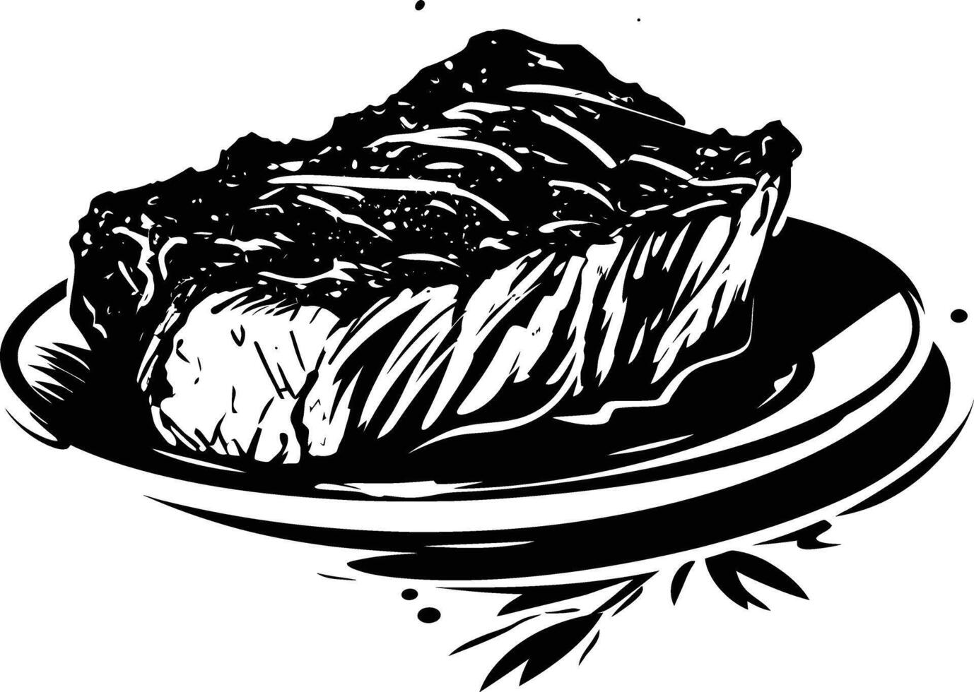 AI generated Silhouette steak food black color only vector