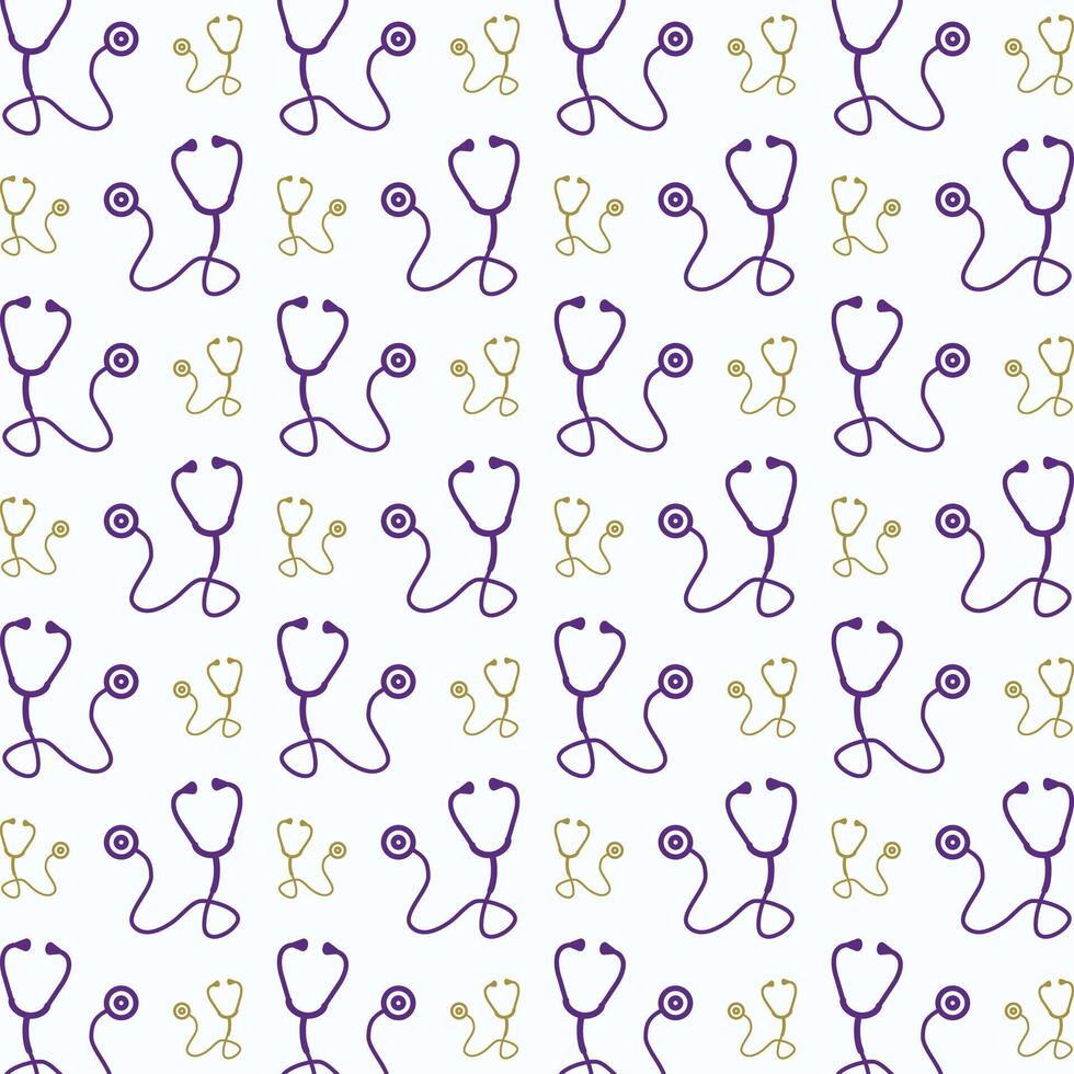 Stethoscope Icon trendy colorful repeating pattern purple vector illustration background