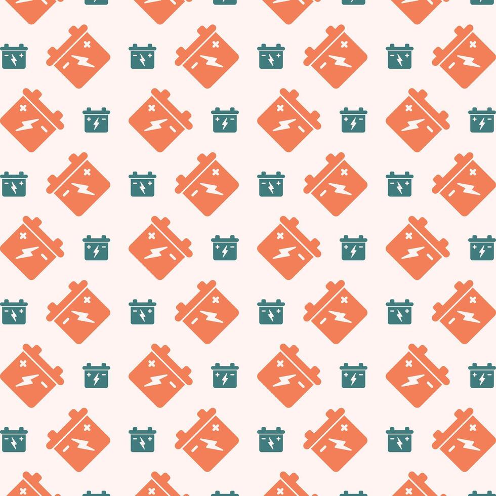 Car Battery icon trendy orange repeating pattern cute colorful vector illustration background