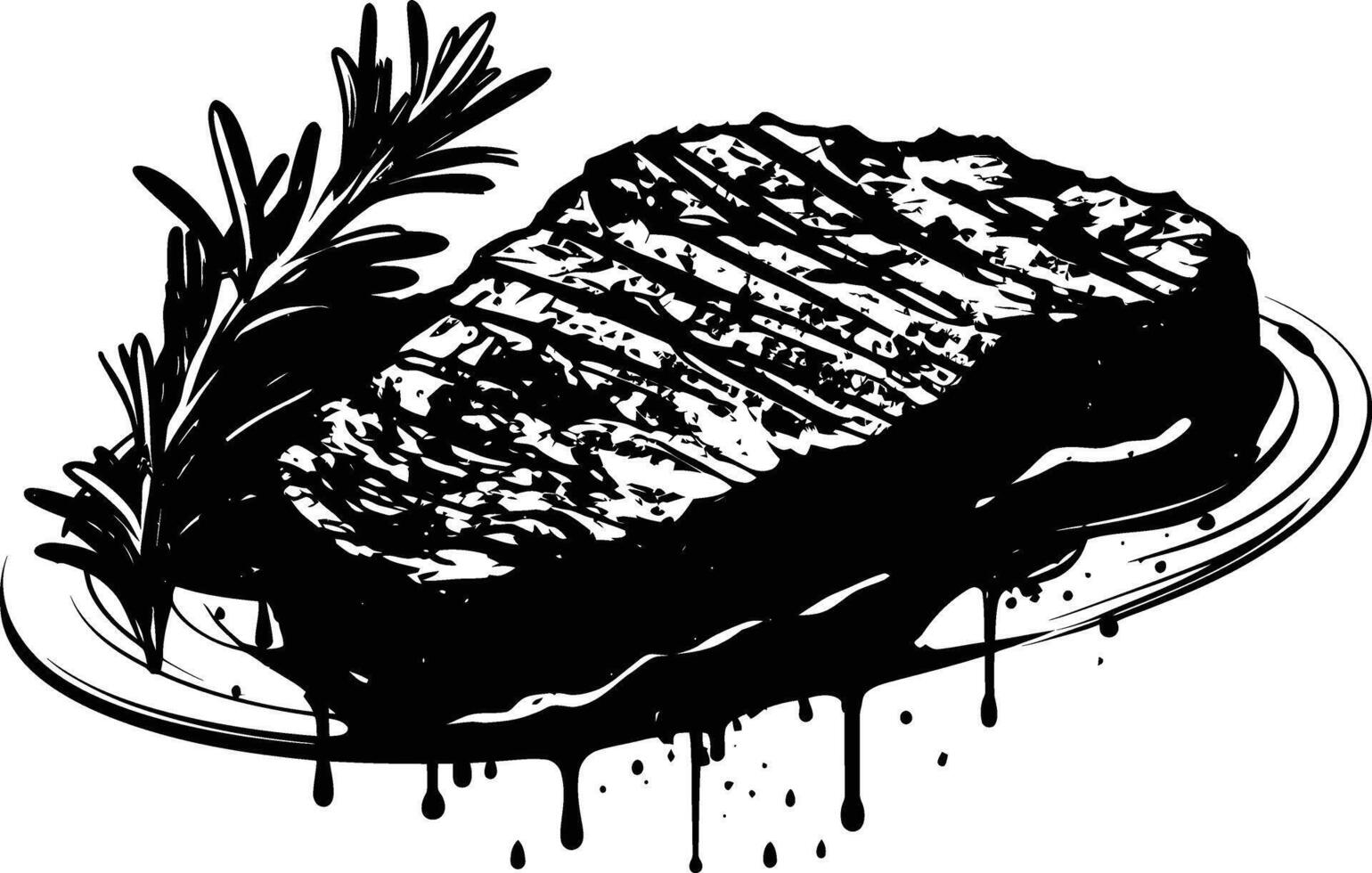 AI generated Silhouette steak food black color only vector