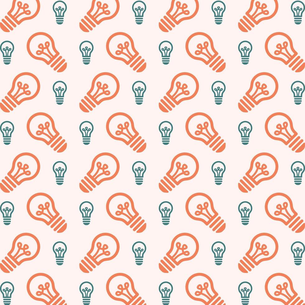 Light Bulb icon trendy orange repeating pattern cute colorful vector illustration background