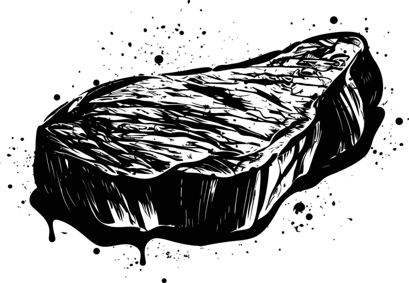 AI generated Silhouette steak food black color only vector