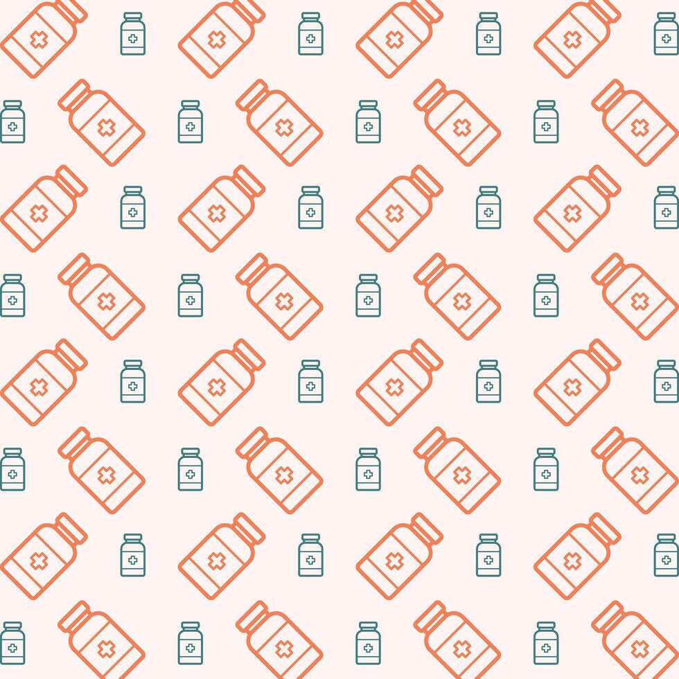 Bottle Pill icon trendy orange repeating pattern cute colorful vector illustration