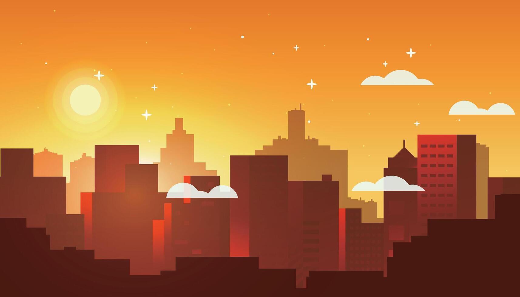 City panorama with cityscape buildings background design. vector