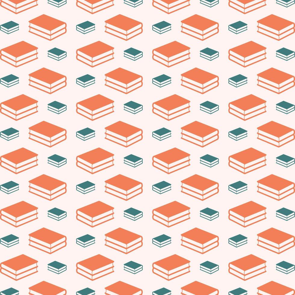 Book icon trendy orange repeating pattern cute colorful vector illustration background