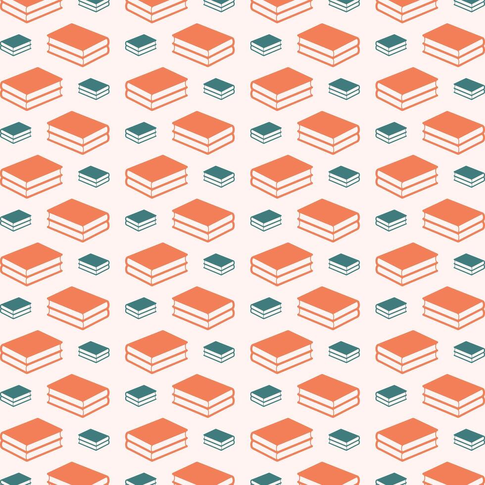 Book icon trendy orange repeating pattern cute colorful vector illustration background